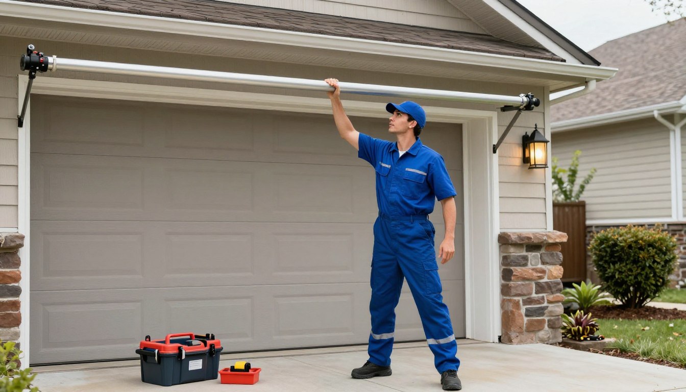 Emergency garage door repair technician responding to a broken garage door in Independence, MO