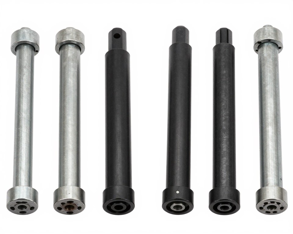 Comparison of different garage door roller types showing steel and nylon options