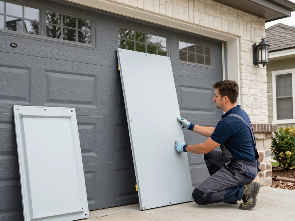 Garage door panel replacement and repair service
