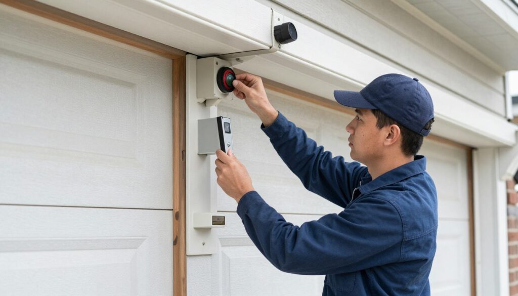 Garage door safety inspection showing potential hazards in Independence Missouri