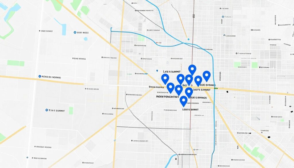 Map showing Arrowhead Door Co service areas in Kansas City metro