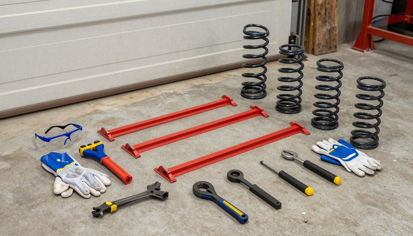 Safety equipment and tools for garage door spring repair