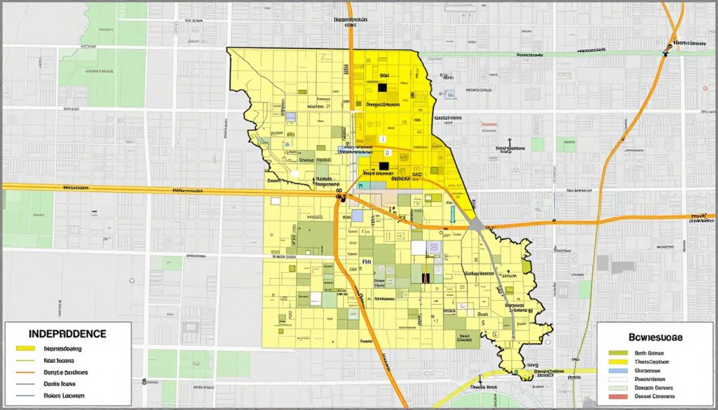 Service area map covering Independence Missouri and surroundings